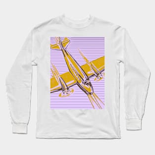 Retro Airplane Yellow and Violet Long Sleeve T-Shirt
